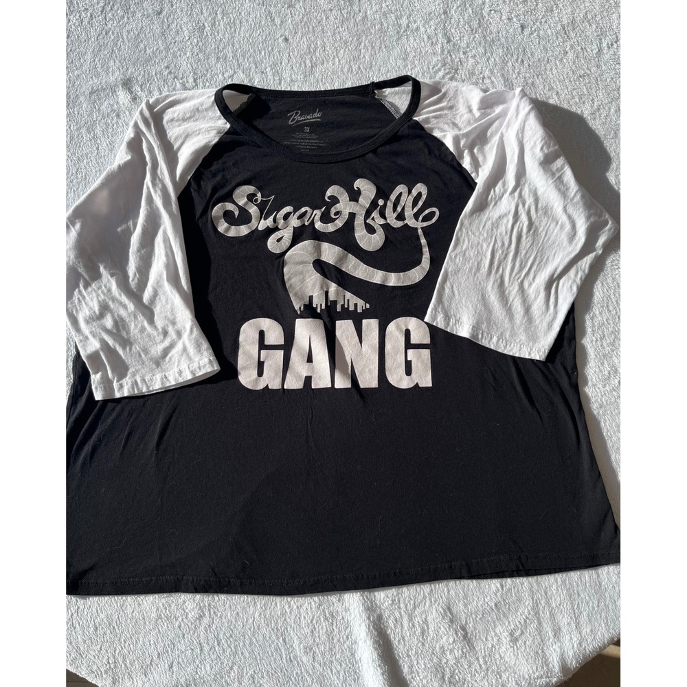 Sugar Hill Gang Bravado Raglan Baseball Tee Black‎ White 3X Hip Hop Music